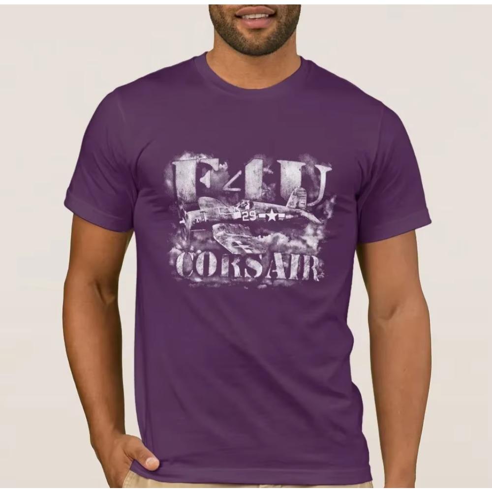 Retro F4U Corsair Fighter Aircraft T-Shirt 100% Cotton O-Neck Summer Short Sleeve Casual Mens T-shirt Size S-3XL