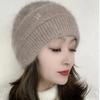 1Pcs Women'S Bonnet Double Layered Thickened Cold Ear Protection Hairline Beanie Winter Warm Knitted Hat Stacking Hat
