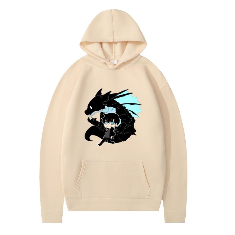 New Fashionable Hooded Sweatshirt Boys Black Dragon Printed Long Sleeved Jacket Warm Loose Winter Hoodie