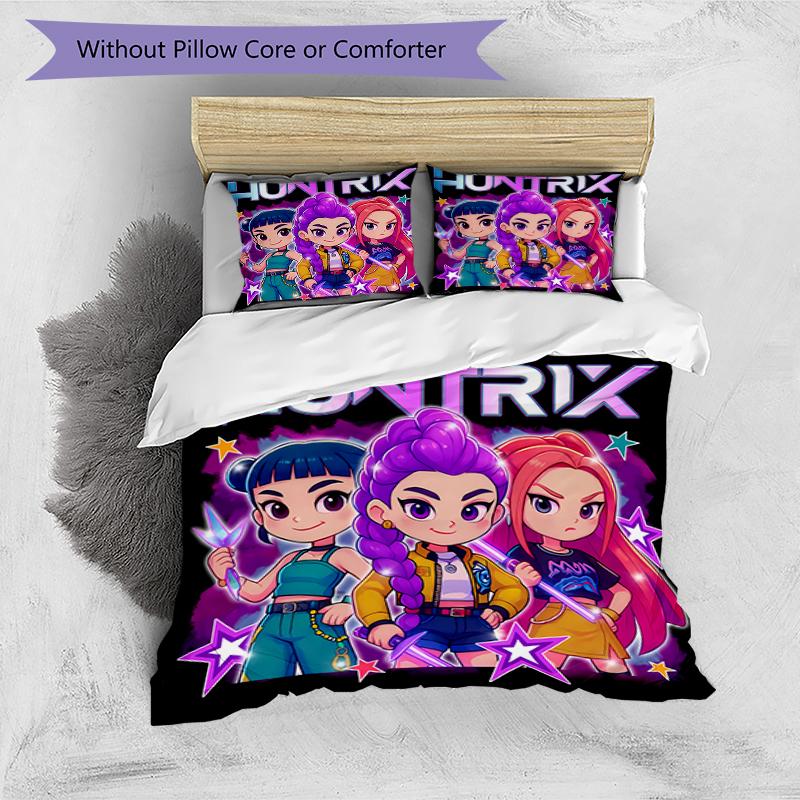 3pcs Kpop Hunter12 pattern bedding set duvet cover set includes duvet cover &pillowcases, perfect all season bedroom decoration & gift