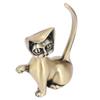 Solid Brass Ring Organizer Handcrafted Feline Sculpture Jewelry Towers Cat Ring Holder  Desk Decor