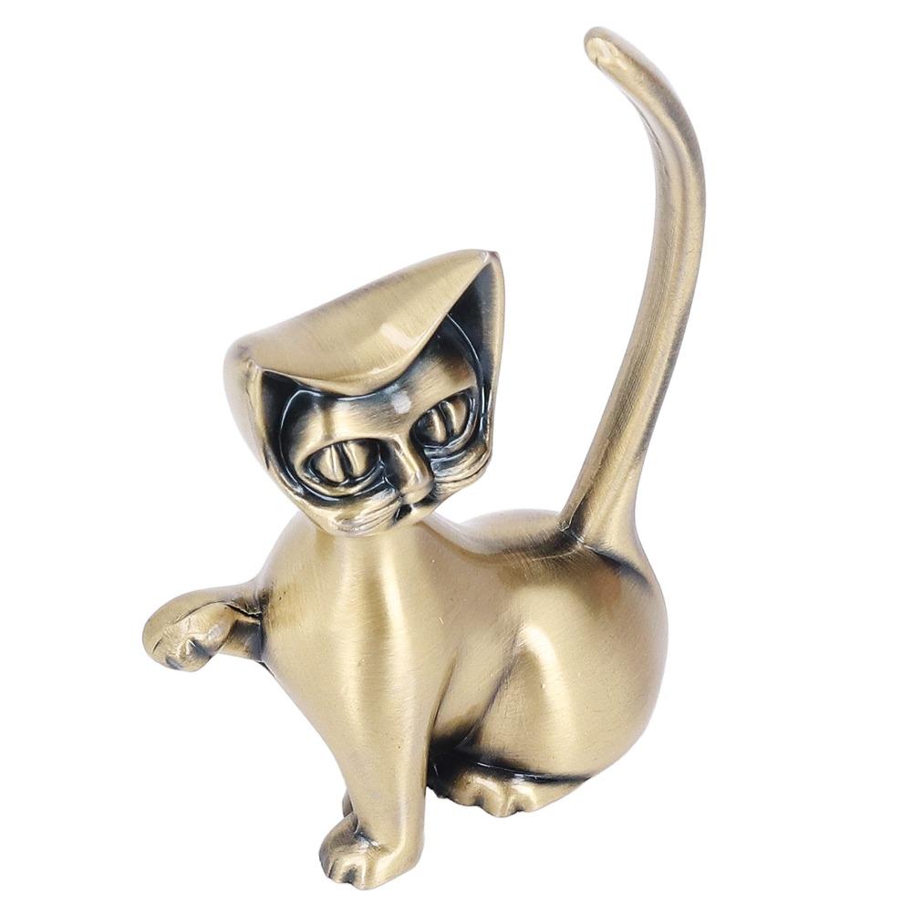 Zinklegierung Ringorganizer Massivmessing Katzenstatue Schmucktürme Katzenplastik Für Katzenliebhaber