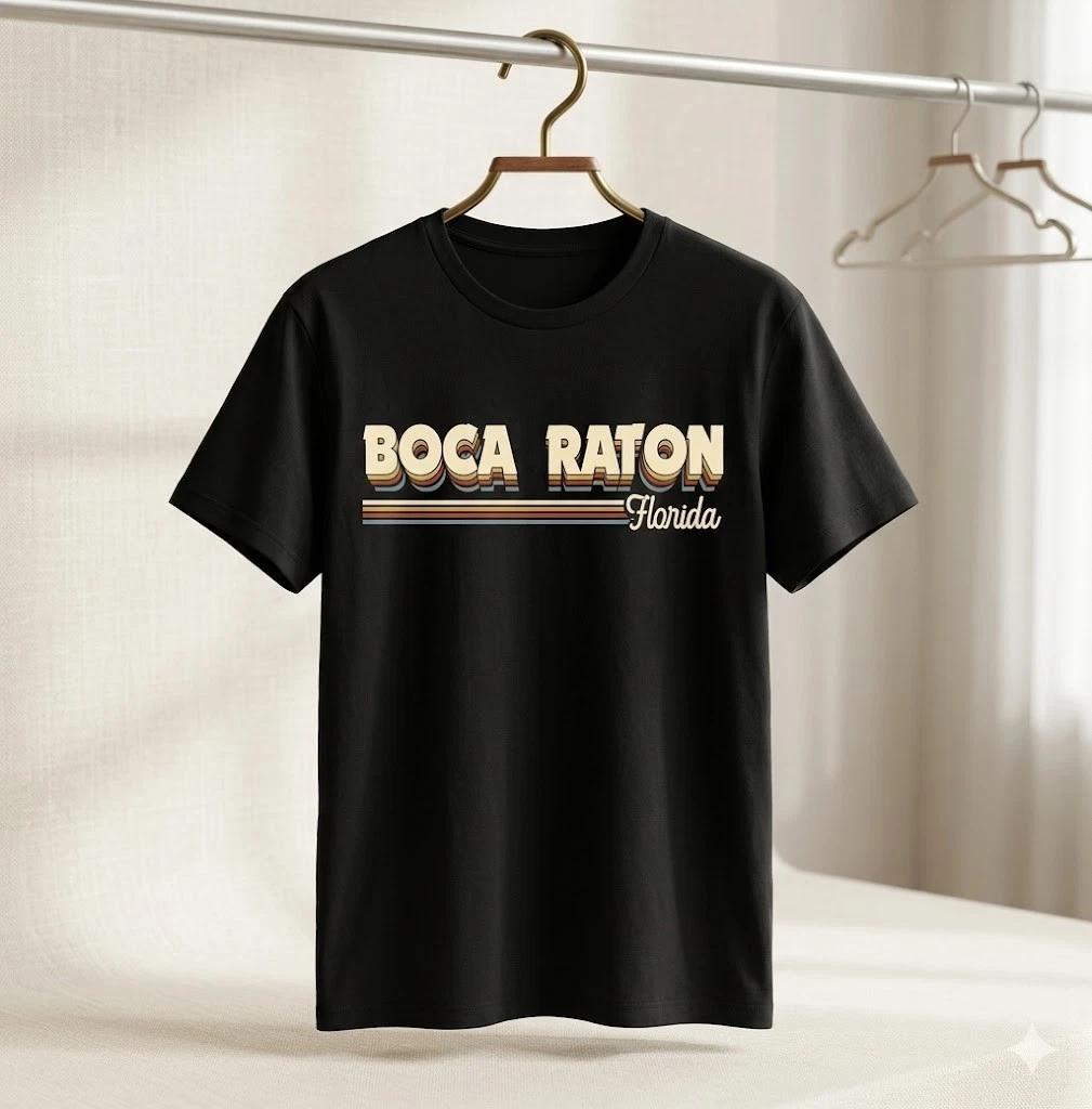

Unisex Adult Vintage Boca Raton Florida Retro Vintage T-Shirt Trave... L