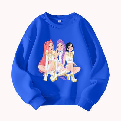 Anime Girl KPop Demon Hunter Round Neck Sweatshirt Women's Casual Long Sleeve Pullover