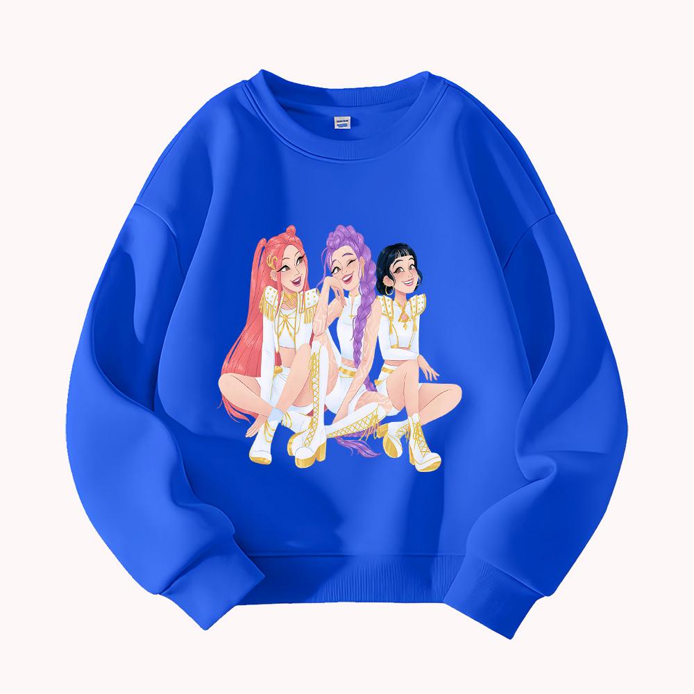 Аниме Девушка K-pop Охотник на Демонов Толстовка с Круглым Вырезом Женская Повседневная Пуловер с Длинным Рукавом 100