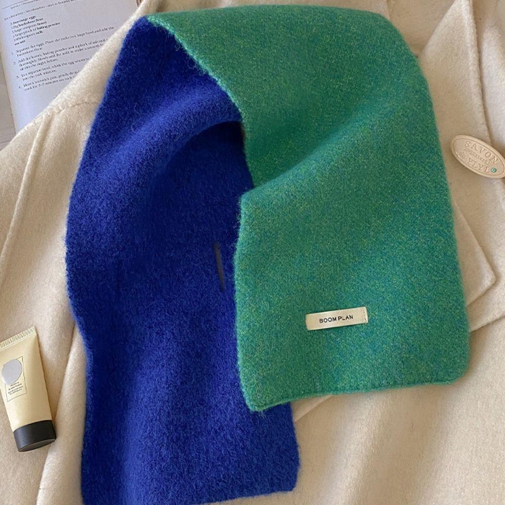 Knitted Cross Scarf Two-Tone Color Lazy Neck Warmer Stylish Knitted Scarf  For Women