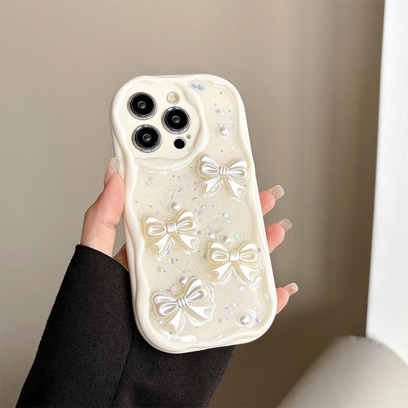 

Чехол для мобильного телефона IPhone 17 со звездой и пайетками, бантом, для IPhone 15 Promax, всесторонний противоударный, кремовый, в стиле ветра, мягкий For iPhone 17Promax