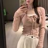 Strap Pure Slim Fit Sweet and Spicy Autumn Inner Pair Square Neck Short T-shirt Top for Women Slim and Versatile Base Shirt
