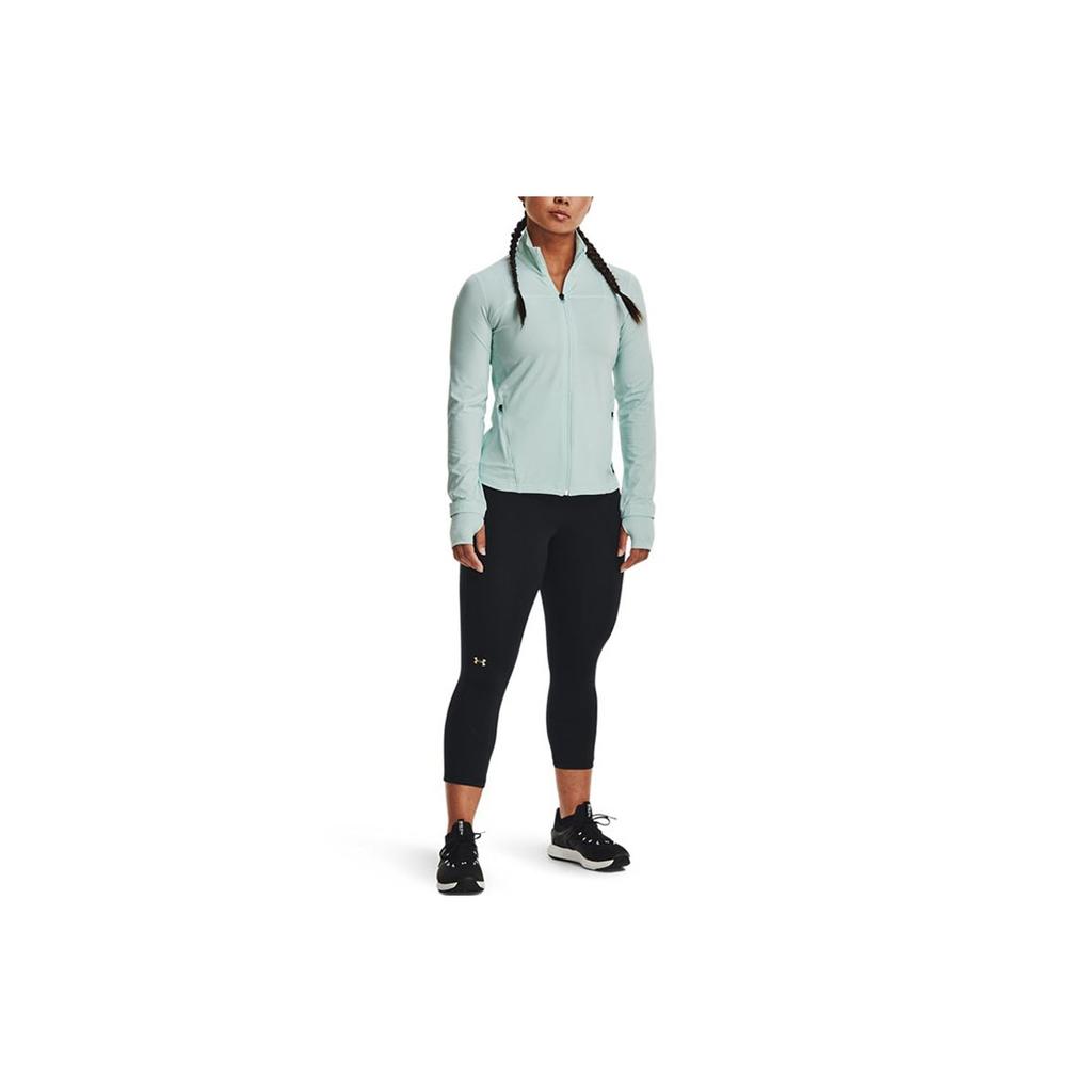 Under Armour Solid Color Zip Training Sports Stand Collar Jacket Women Jackets Green 1359081-936