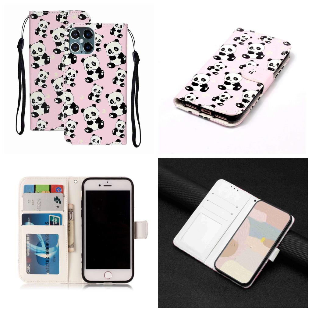 Little Panda Pattern Shockproof Card Slots PU Leather Wallet Case for iPhone,Samsung,Huawei,Xiaomi,Moto,Tecno,Google,Nokia,Oppo,ZTE,Blackview...