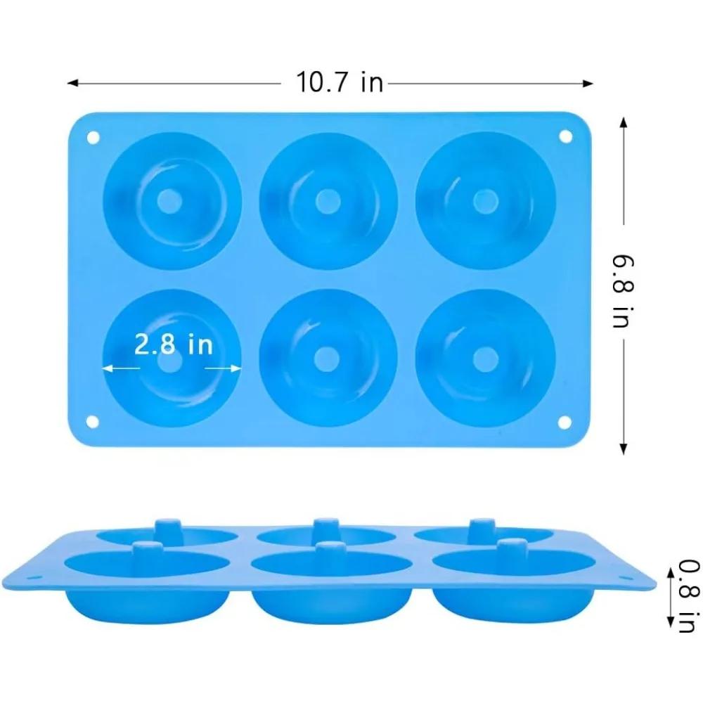 3pcs/Set Silicone Donut Pan with Oil Glass Bottle 6 Holes Non-Stick Mold Baking Perfect Shaped Doughnuts Cake Biscuit Bagels