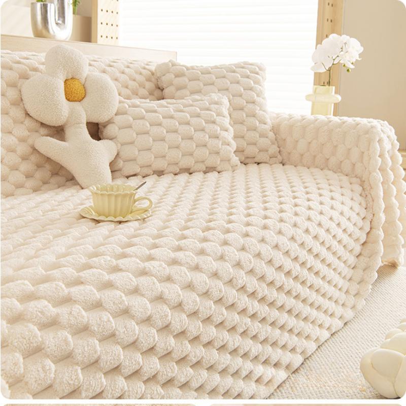 

Зимний пушистый чехол для дивана, полотенце, ткань, зимний утолщенный чехол, одеяло, кремовая ветрозащитная подушка, спинка, чехол для дивана с защитой от когтей кошек 180*200cm