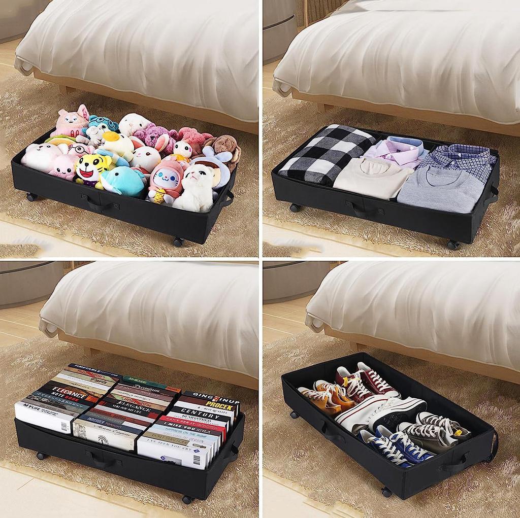Large Under-Bed Storage Box with Wheels & Dustproof Fabric Lid