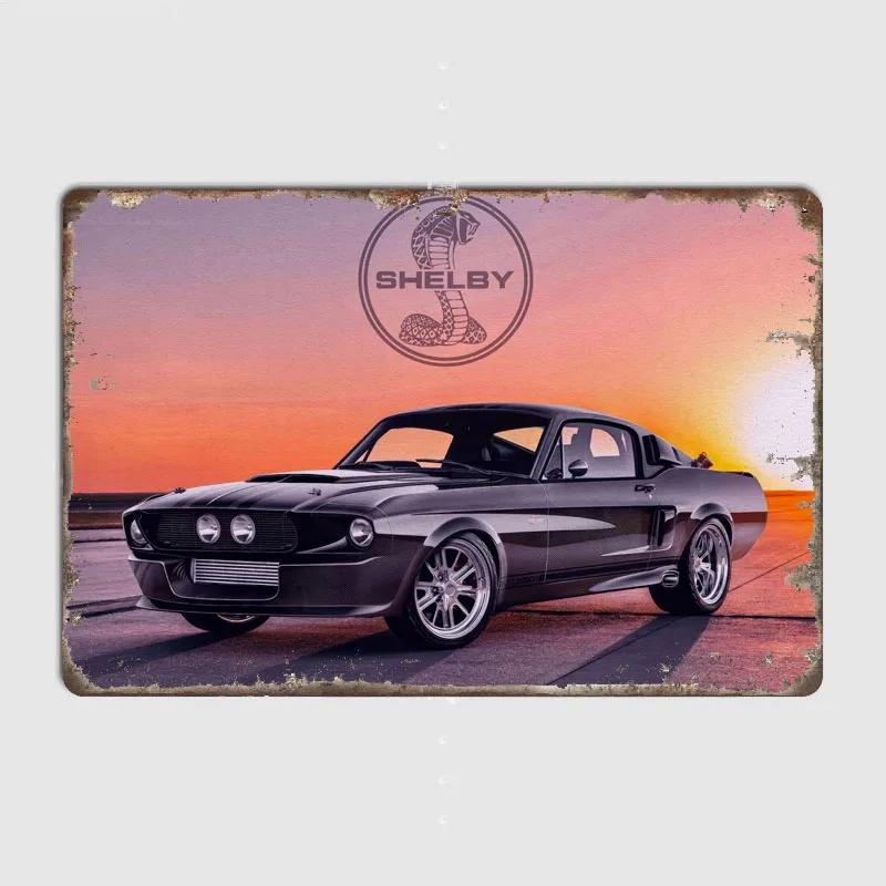 Shelby GT500 Klassisk Sportbil Metallskylt Affisch Garage Bildekoration Rumsinredning Bilklubb Tennskylt Heminredning