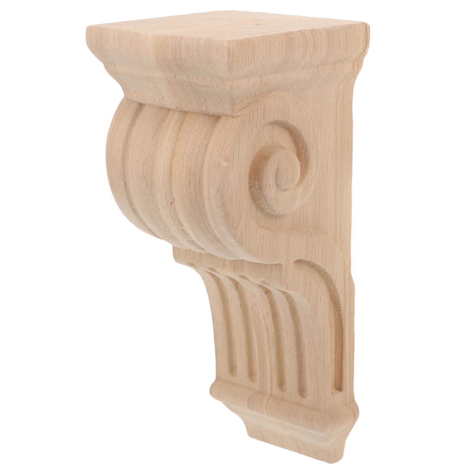 

8X17X8Cm Solid Wood Column Capitals Decorative Corbels Carved Wooden Corner Brackets Furniture Overlays Home Appliques Wood Trim other