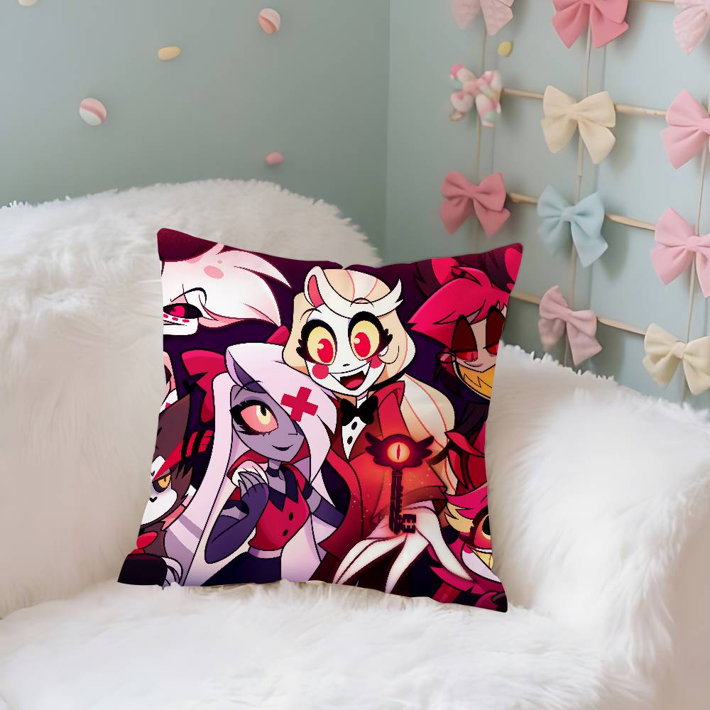 Classic H-Hazbin Hotels Cartoon Colorful Case Plush Fabric Soft Pillowcase Double Sided Print Cushion Cover Household Gifts