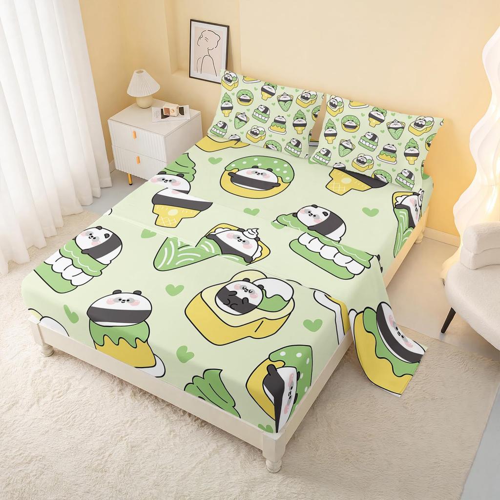 Cartoon Space Bunny Pattern Bed Hat Four-Piece Bedding Set Bedroom Dormitory Bedding Decoration