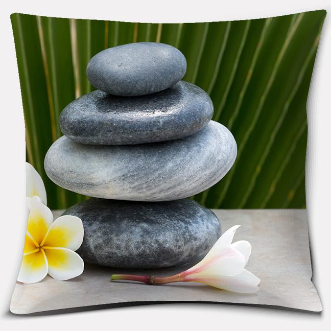 Buddha Zen Stone Flower Series Pillow Gift Home Office Decoration Bedroom Sofa Car Cushion Cover 45x45cm40x40cm