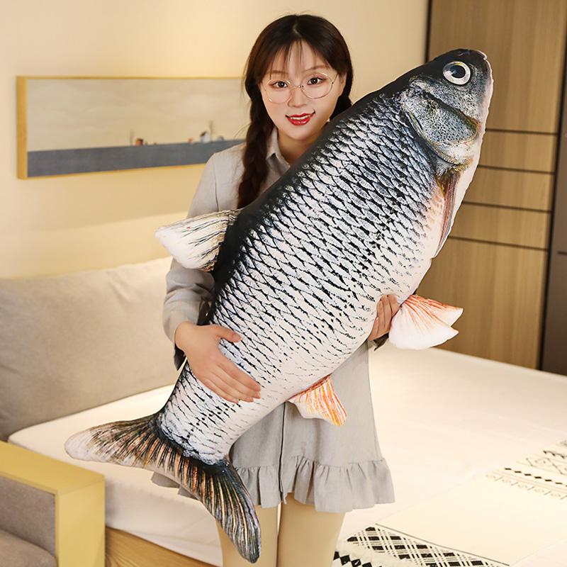 120cm Giocattoli di Peluche Pesce Rosso Simulazione 3D Animali Morbidi Ripieni Cuscino di Peluche Carpa Cuscino Creativo per Divano Cuscino Regalo