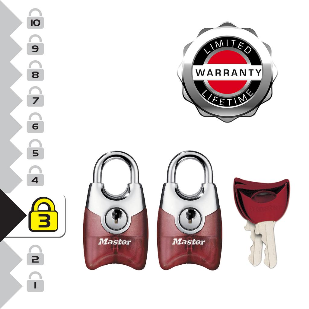 Master Lock Pack of 2 Fusion Padlocks Shrouded Shackle, Key, 44x20x14 mm