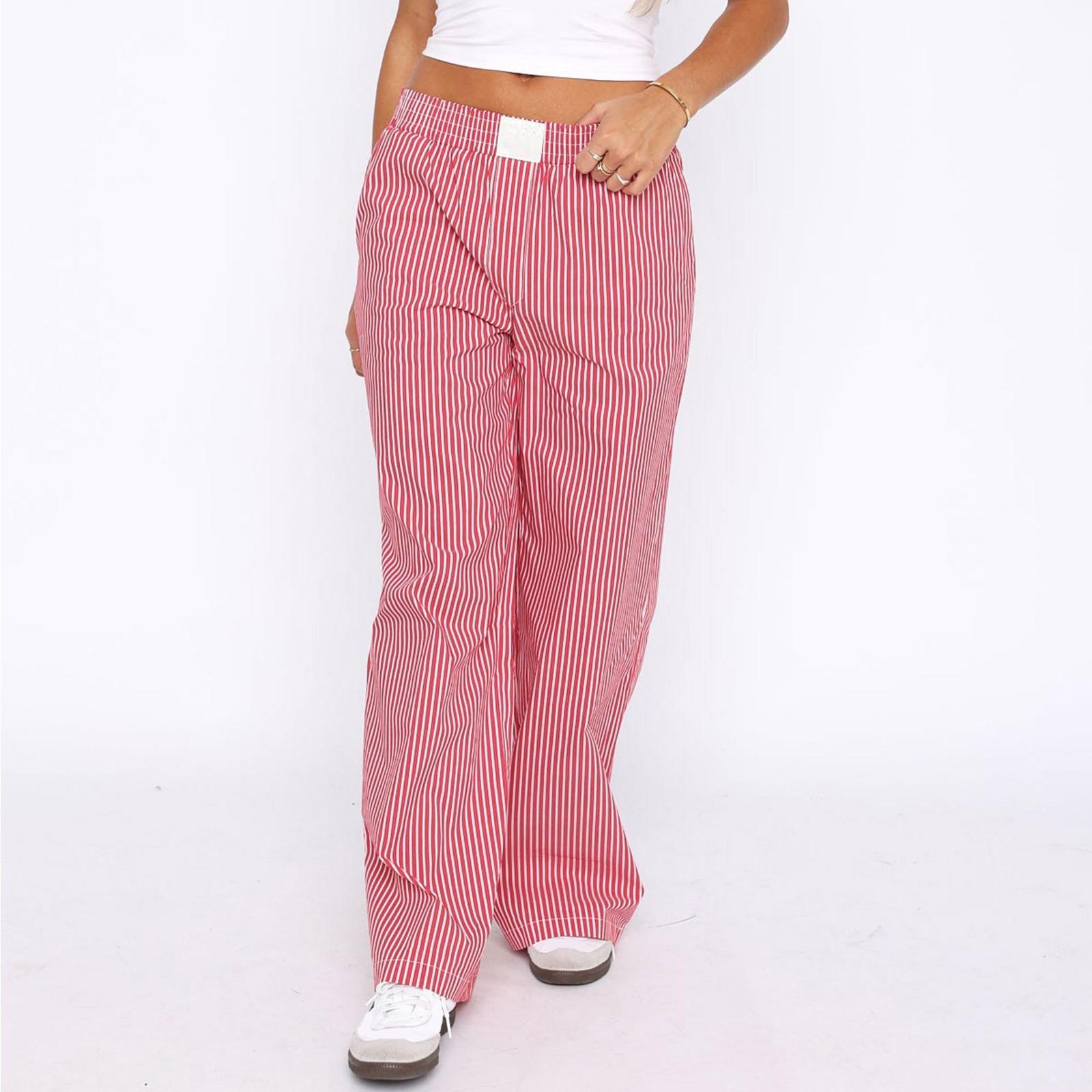 

Женские повседневные модные полосатые брюки Temperament Commute M красный