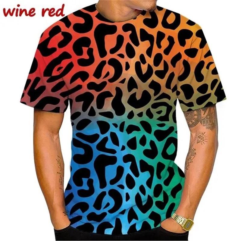 Pánske 3D tričko s leopardím vzorom, pánske tričko s okrúhlym výstrihom a krátkym rukávom, veľké streetwear, pánske tričko
