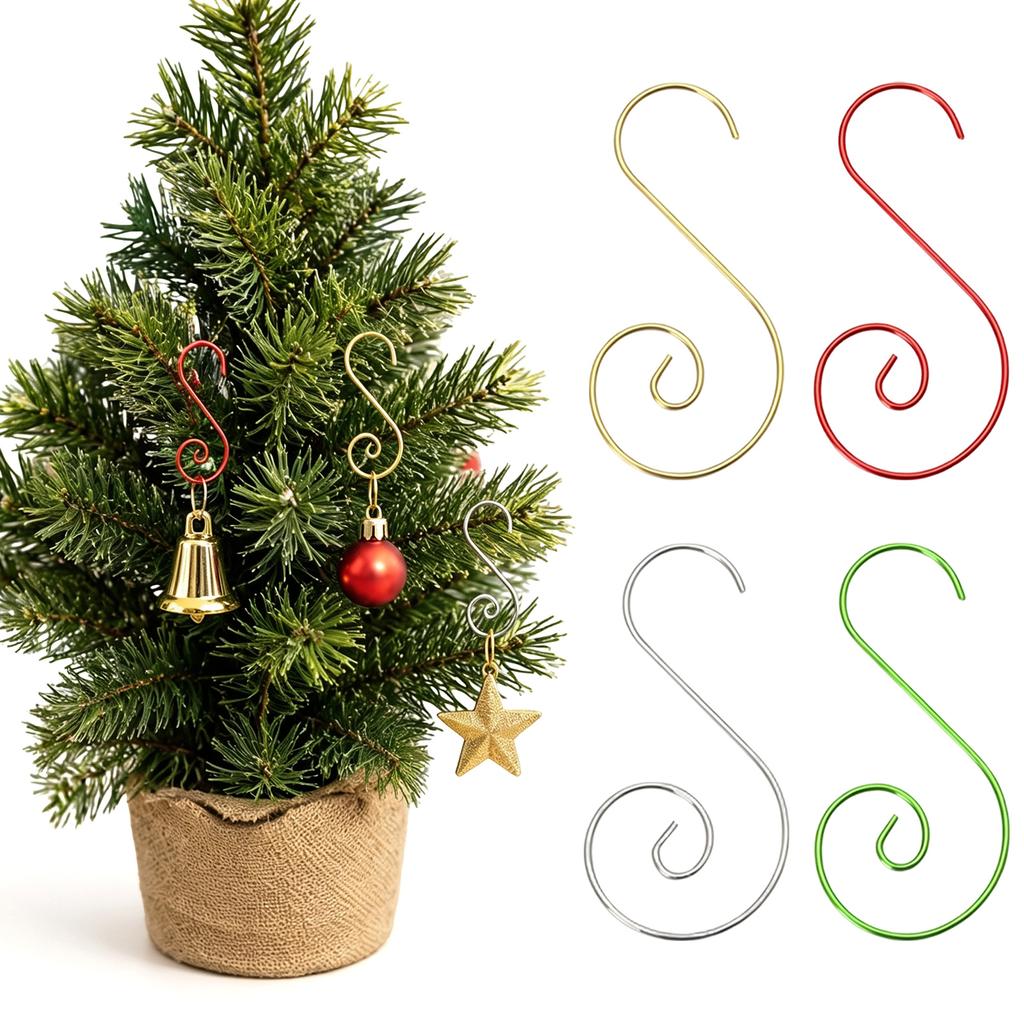 Wire S Hooks 10 Pack for Hanging Ornaments, Holiday Decorations, Christmas Tree, Wreath