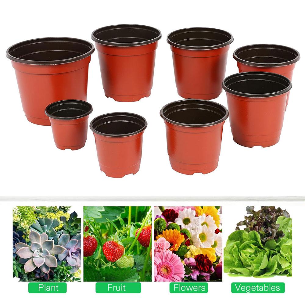 20Pcs Red & Black Nursery Pots Reusable Seed Starter Trays for Hydroponic Plants Flower Growing Home & Outdoor Planter Supplies