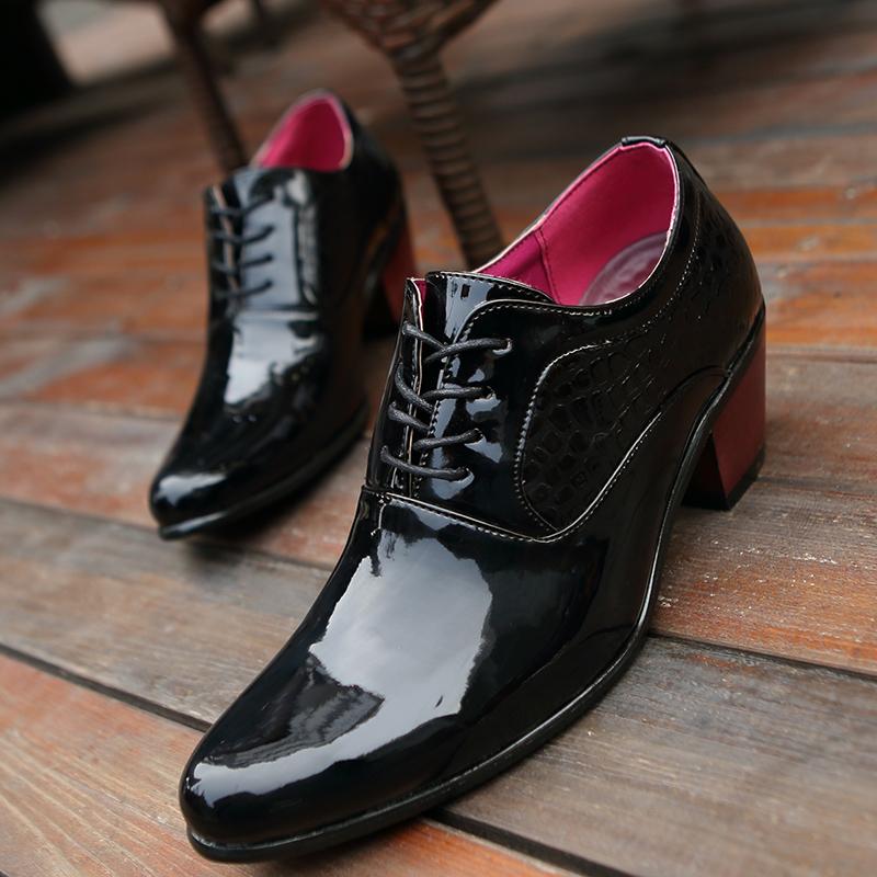 Size 38-43 Men'S Formal Business Leather Shoes With British Style High Heels And Pointed Toes XRS-67-3