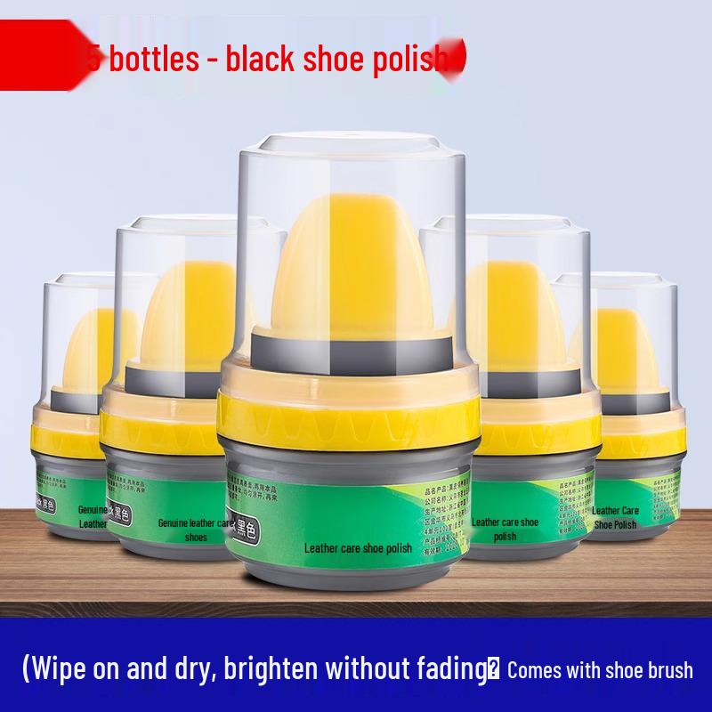 Black Genuine Leather Shoe Polish & Care Oil with Brush - Colorless, High-Grade Universal Shoe Wax