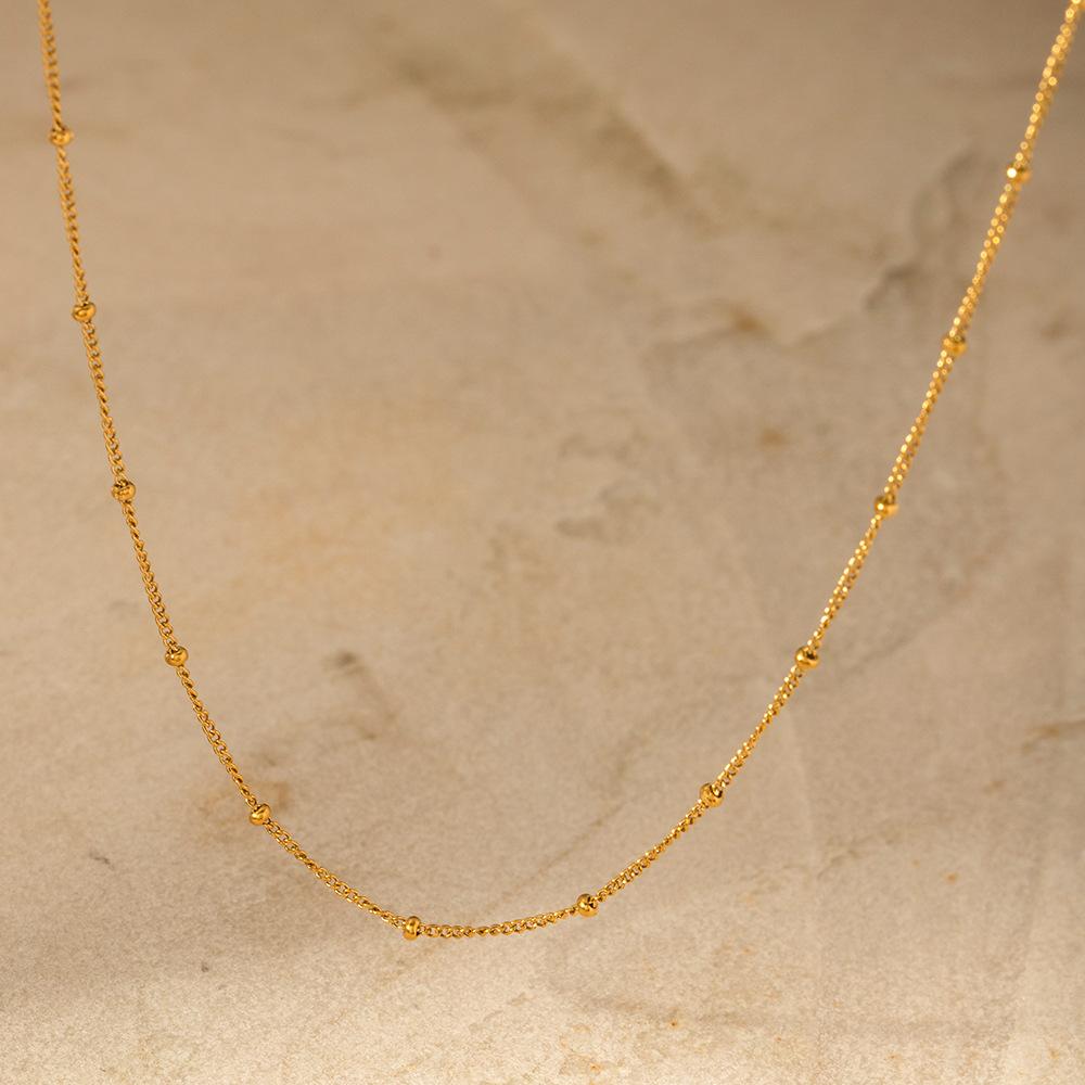 European and American INS rust-free waterproof stainless steel fine bead chain necklace type minimalist fashion stacked collar necklace