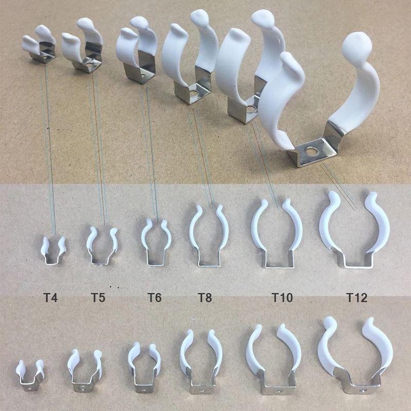 5Pcs Fixing Clips Spring Terry Clip Clamp Holders With Rubber Protection Lamp Tube Clip T3/T4/T5/T6/T7/T8/T9/T10 Base Tool