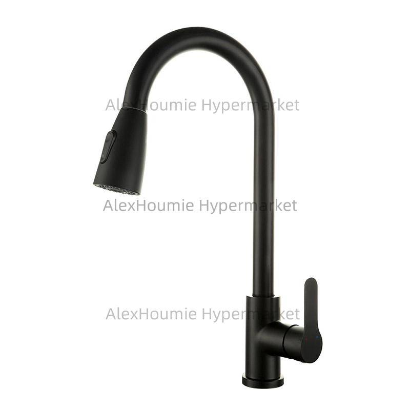 

Kitchen Pull Out Faucet with Retractable Sprayer for Cold and Hot Water Mixer Single Handle Single Hole Deck Mounted Water Tap матовый черный