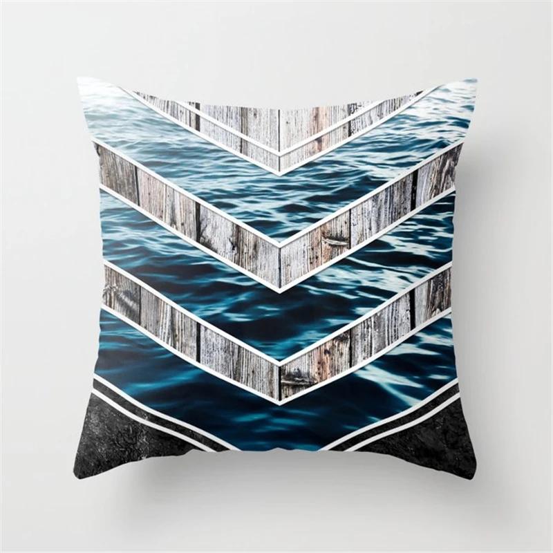 Juste De Coussin Géométrique Pour La Décoration Intérieure, Ferme, Oreiller De Canapé, Bois Créatif, Taie D'oreiller En Marbre Mars, Mode
