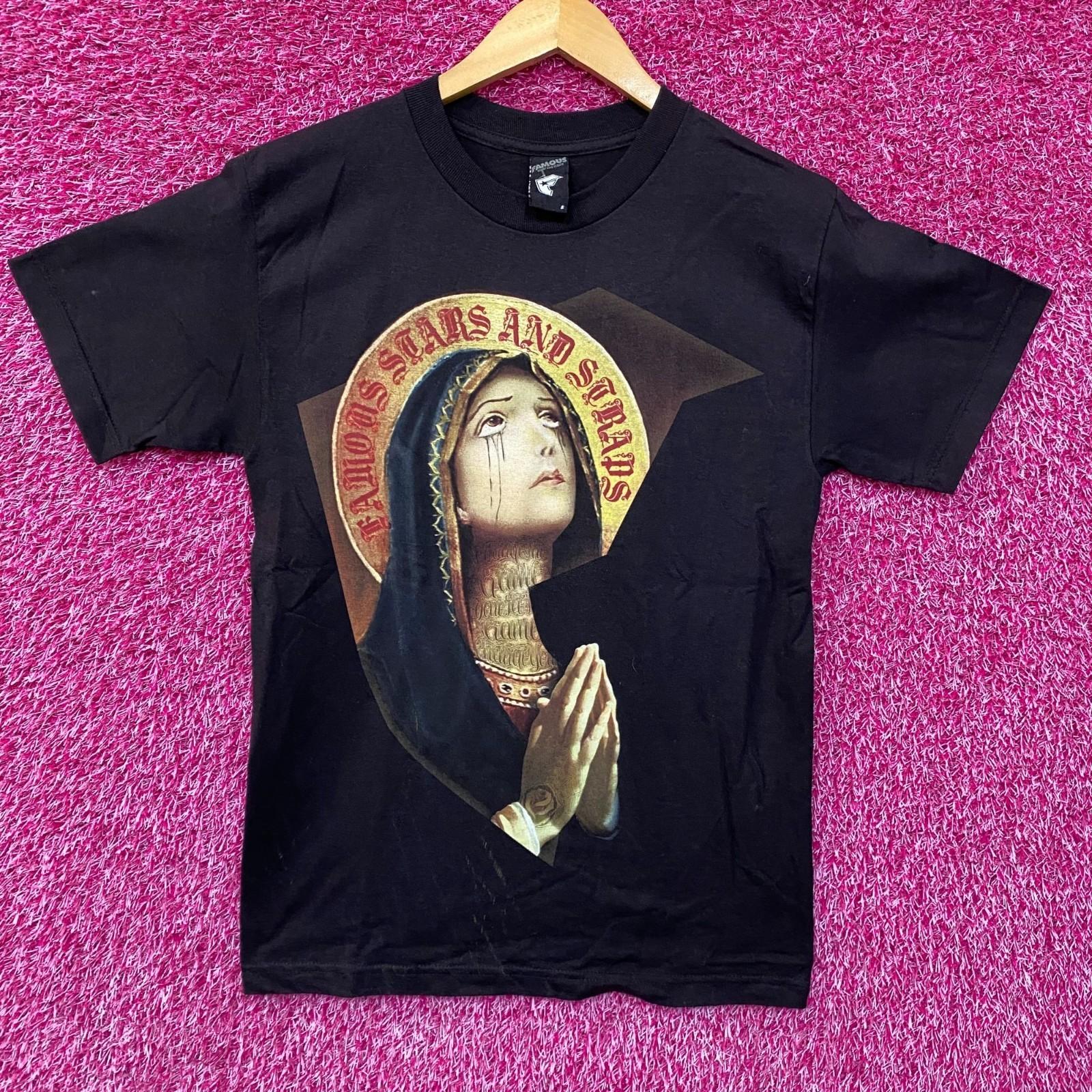 Famous Stars Straps Tattoo Tears Virgin Mary Praying T Shirt Small S