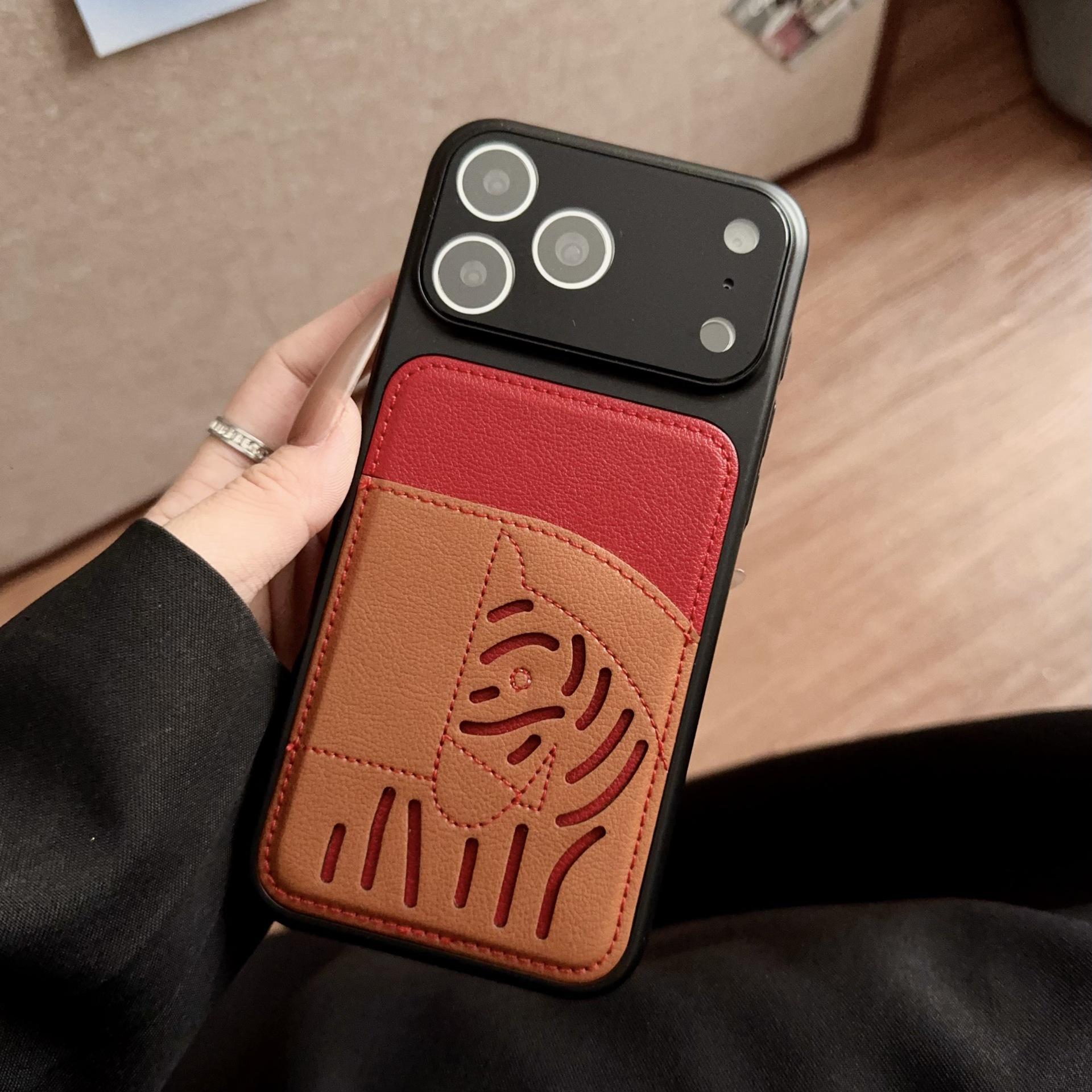 

Crossbody Cardholder for Apple 16ProMax/17 - Fashionable Leather Horse Design iPhone Protective Case 14 Pro
