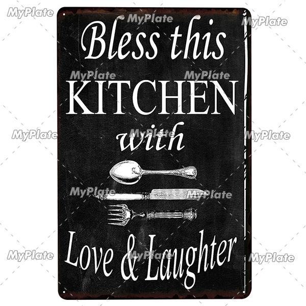 Kitchen Rules Metal Vintage Food Tin Sign Wall Decor for Kitchen Cafe Diner Bar Breakfast Metal Signs