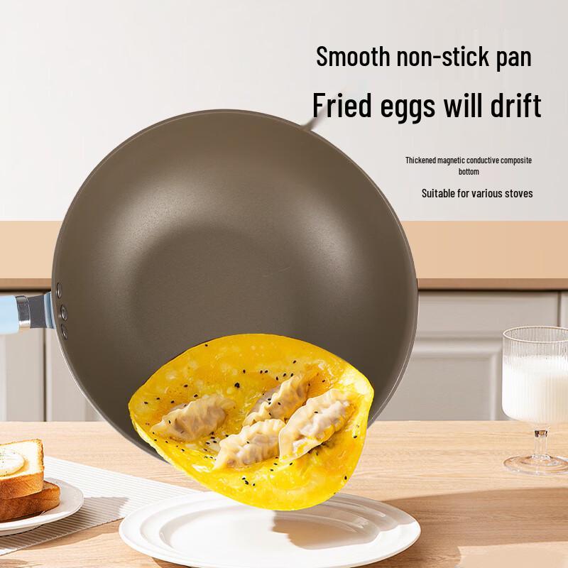 Zhishi 32cm Titanium Non-Stick Stir-Fry Pan