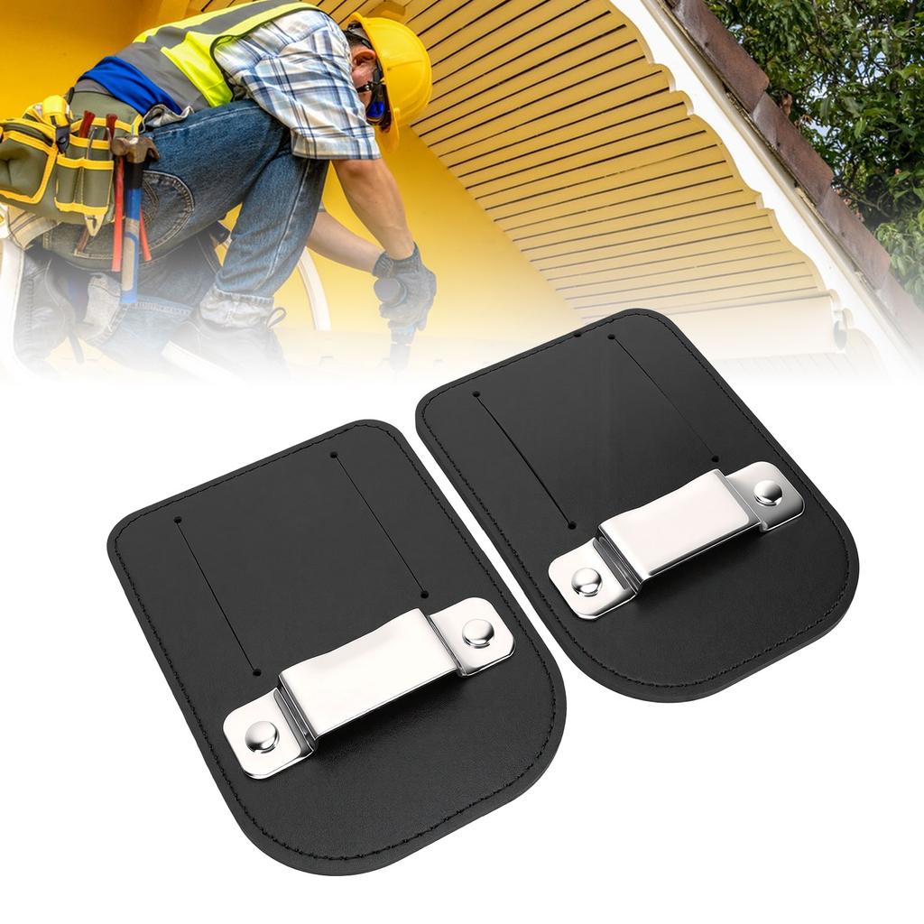 2pcs Black PU Leather Tape Measure Holder Drill Holder Belt Clip with Buckle for Woodworking Construction Electrician