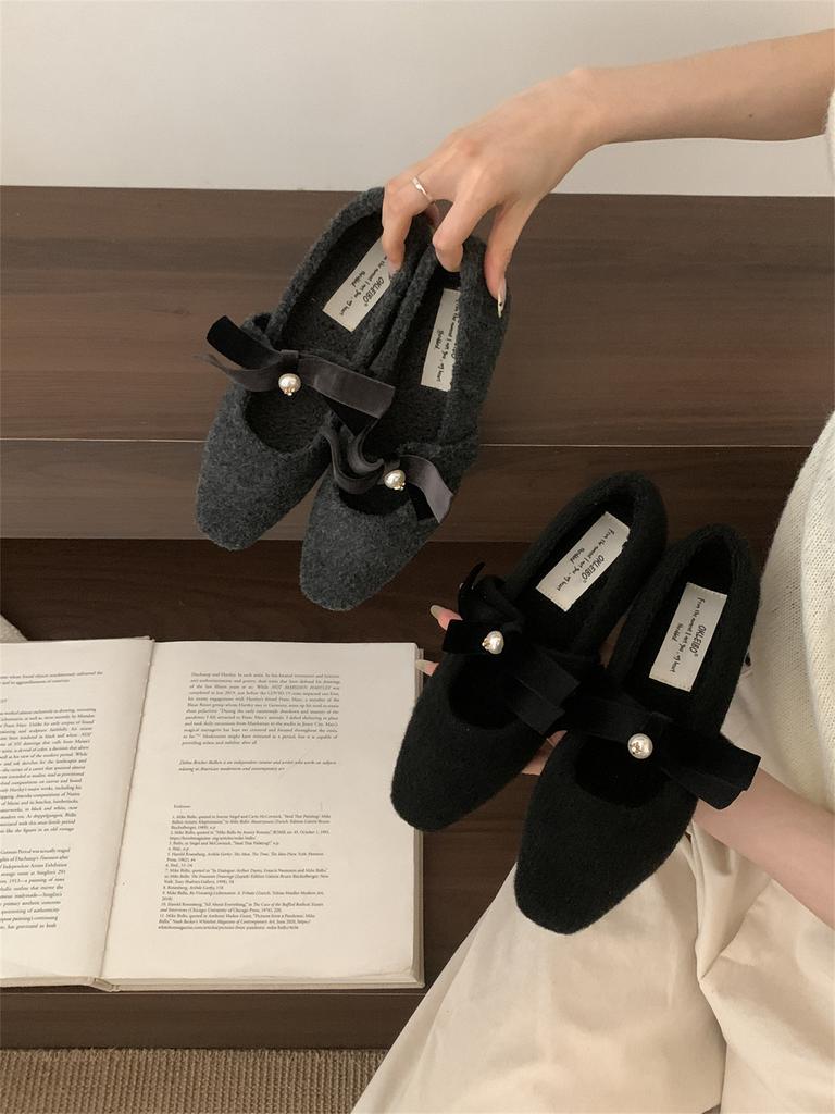 French Mary Jane Shoes Flat Black Shoes Autumn and Winter Retro Late Evening Wind Single Shoes Ladyshoes Soft-soled Women's Shoes