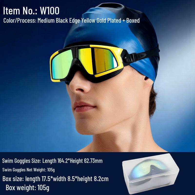 High-Definition Anti-Fog Adult Waterproof Swimming Goggles - Unisex Large Frame Design