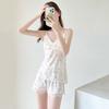 Suspender shorts pajamas women's summer sexy ice silk breathable and cool women's loungewear suit thin can be worn outside