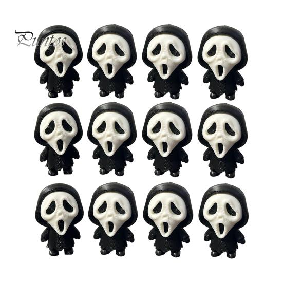 Black Robe Ghost Figurine 3D Printed Scream Face Ornament, Mini Desktop Statue for Halloween Miniature Gift Decoration, Funny Skeleton Home