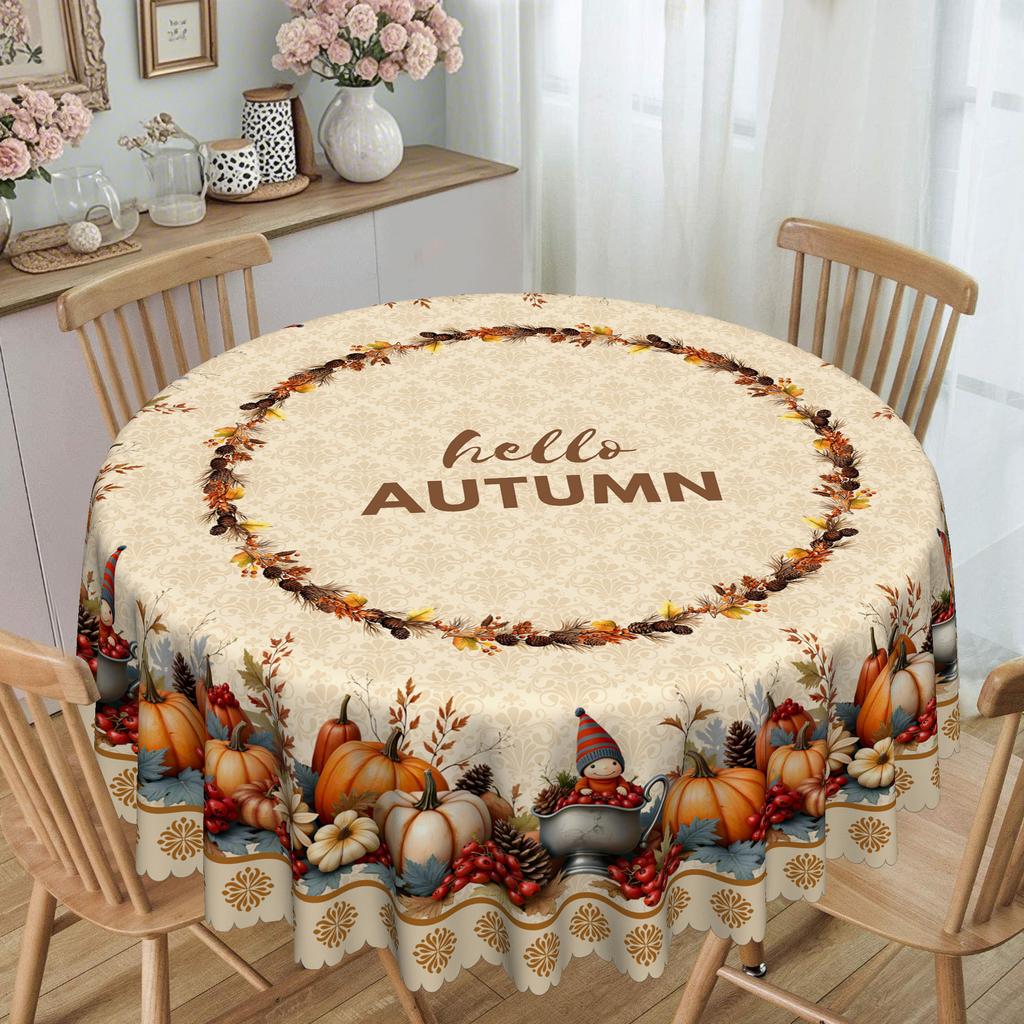 Autumn Theme Table Cloth, Pumpkin, Berry, Elf Elements, Suitable For French Pastoral Table Cloth