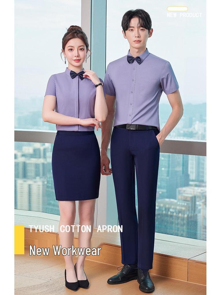 Unisex Long Sleeve Workwear Uniform for Hotel and Bank Employees - Spring/Fall Style Shirt Set