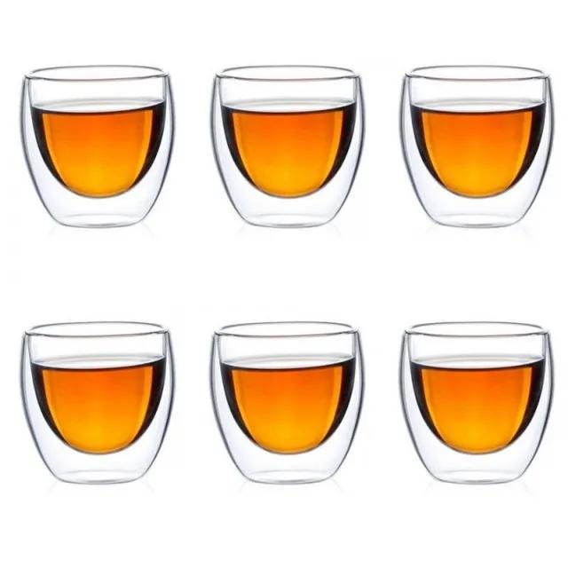 2/4/6KS Sklenice s dvojitou stěnou na vodu, Žáruvzdorná kávová sada, Pivní půllitr, Čajové, Udržující horké a studené nápoje, Izolované sklenice, Šálky