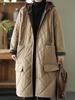 Autumn Vintage Plus Size Rhombic Hooded Coat Women Winter New Cotton Jacket Loose Casual Mid-length Color Contrast Padded Cotton Jackets