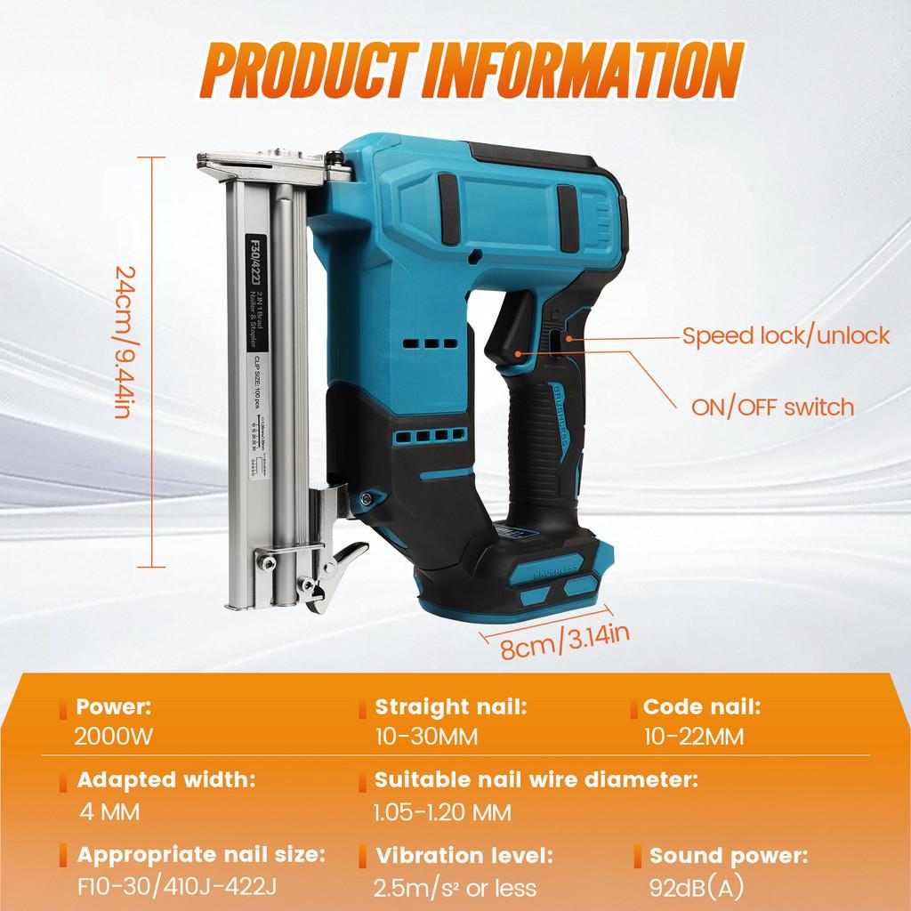 2000W 2-In-1 Woodworking Repair Machine Cordless Portable Electric Nail Gun Handheld Electric Nailer Stapler