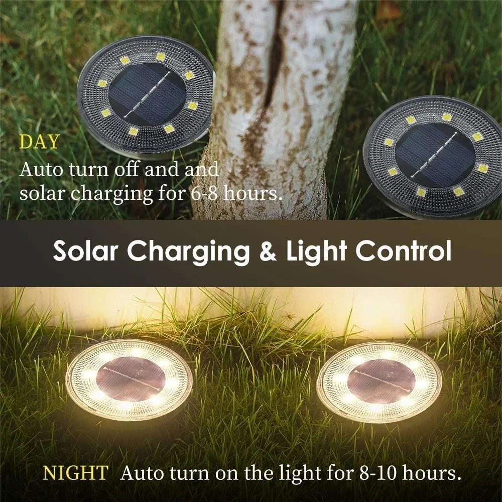 2Pcs Solar Power Solar Buried Lights Super Bright Path Deck Lights Street Lights Lawn Lamp Garden