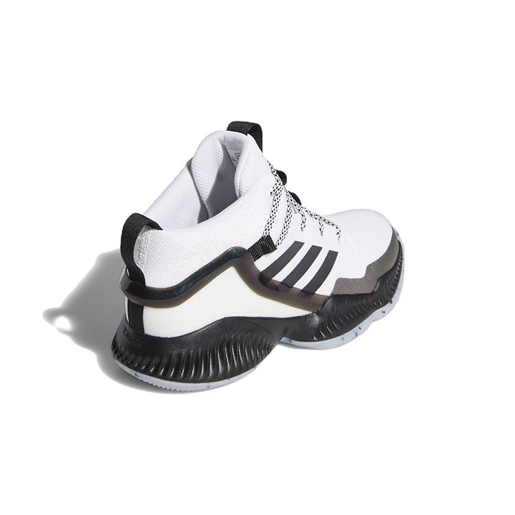 Adidas Lockdown J Fabric Non-Slip Durable Mid-Top Kids Basketball Shoes Kids Sneakers White Black GZ3084